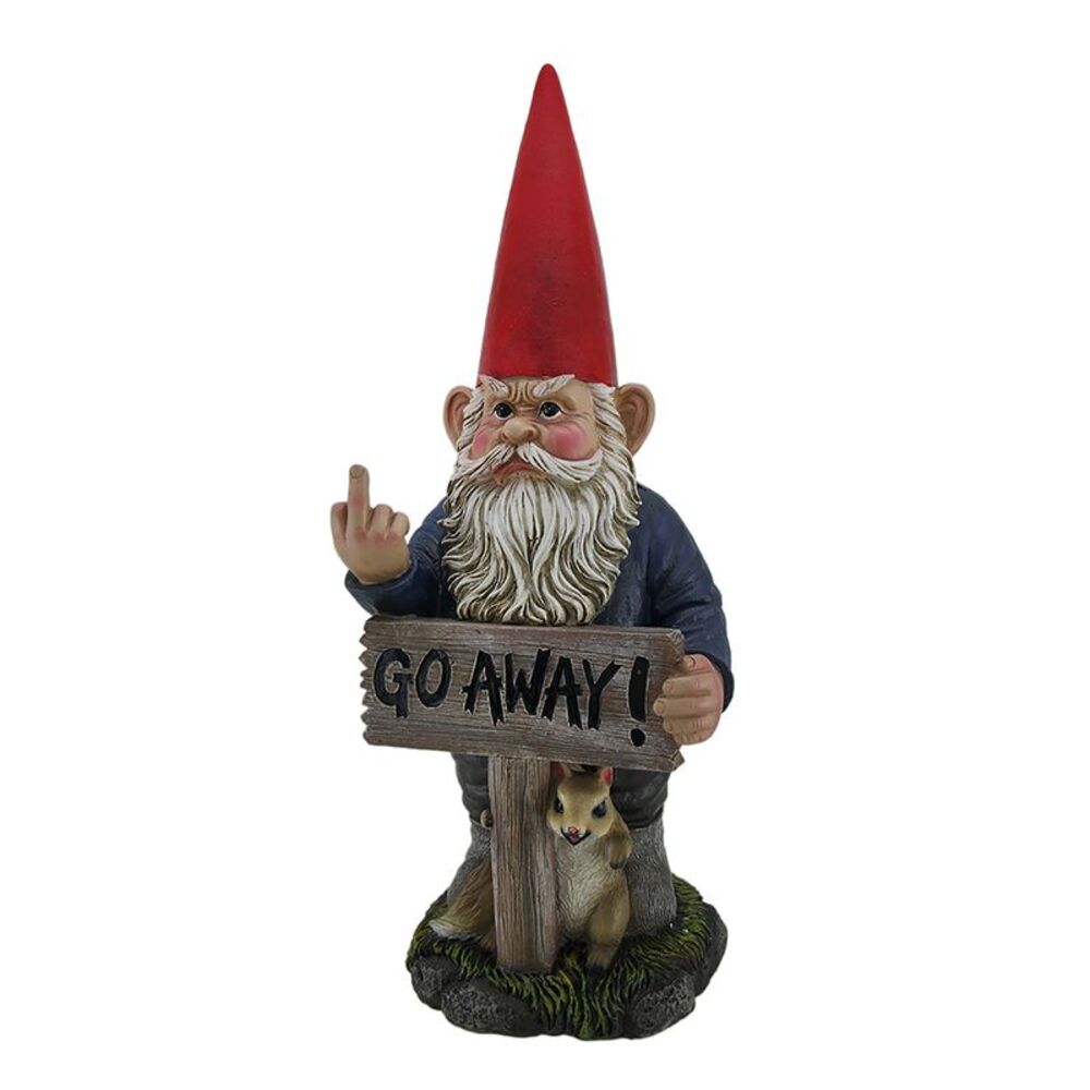 Take A Hike Go Away Garden Gnome Un-Welcome Garden Statue